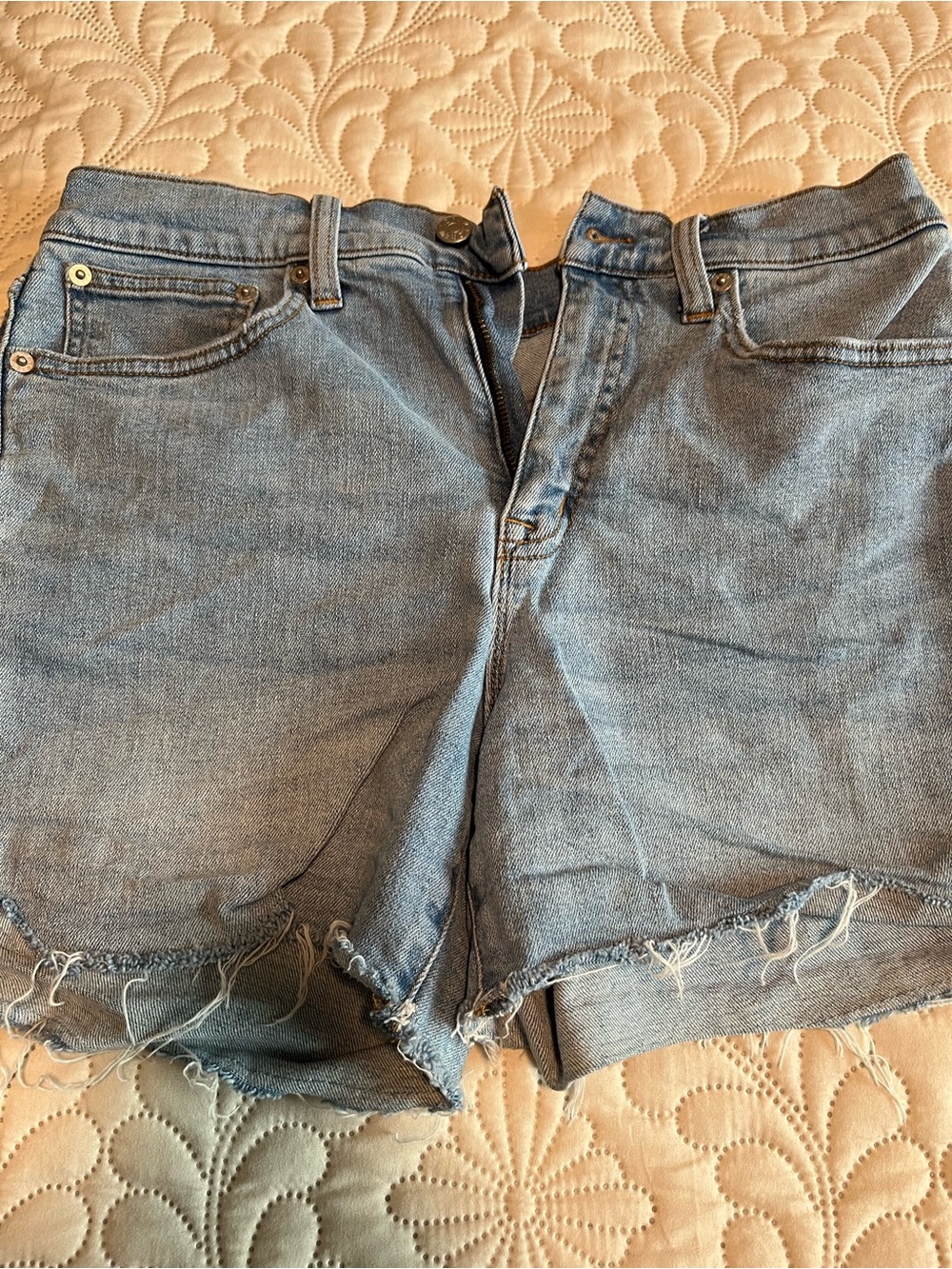 J. Crew Light Blue High-Rise Distressed Denim Shorts